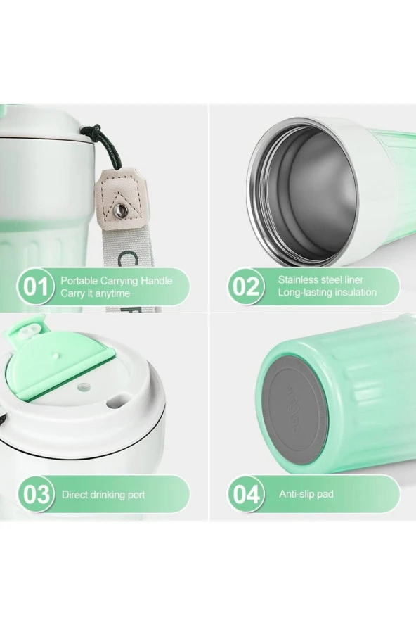 Paslanmaz Çelik Su Matarası Spor Matarası Kapaklı 400 ml Çocuk Şişesi Ev Ofis Okul Fitness Su Şisesi - 3