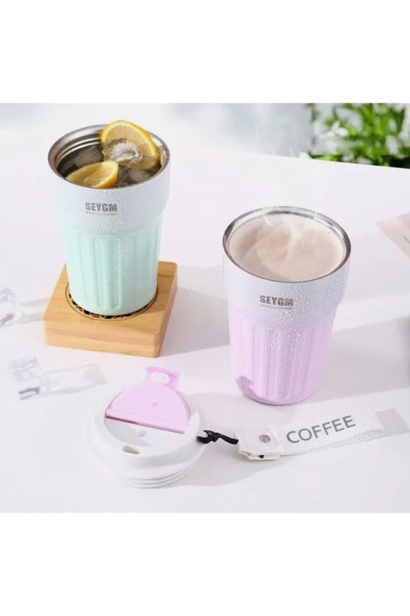 Paslanmaz Çelik Su Matarası Spor Matarası Kapaklı 400 ml Çocuk Şişesi Ev Ofis Okul Fitness Su Şisesi - 3