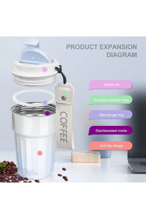 Paslanmaz Çelik Su Matarası Spor Matarası Kapaklı 400 ml Çocuk Şişesi Ev Ofis Okul Fitness Su Şisesi - 5