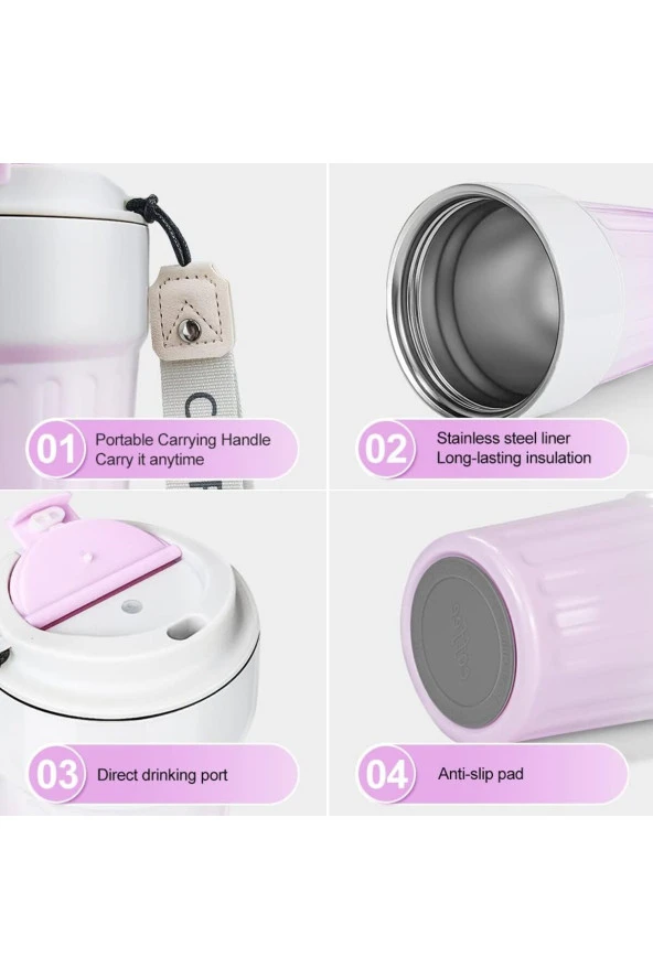 Paslanmaz Çelik Su Matarası Spor Matarası Kapaklı 400 ml Çocuk Şişesi Ev Ofis Okul Fitness Su Şisesi - 5