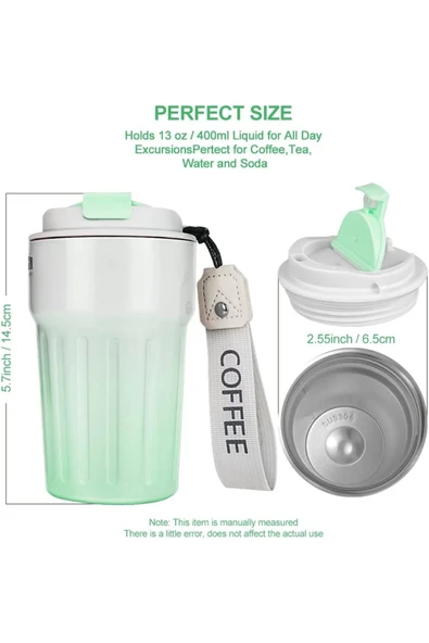 Paslanmaz Çelik Su Matarası Spor Matarası Kapaklı 400 ml Çocuk Şişesi Ev Ofis Okul Fitness Su Şisesi - 6