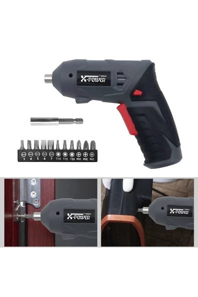 Şarjlı Vidalama Seti 3.6V Akülü Elektrikli Tornavida Kullanımı Kolay LED Çalışma Işıklı S12B - Resim 8