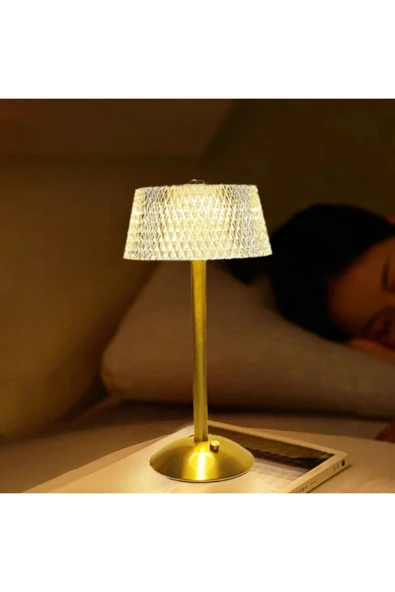 Kristal Masa Lambası Kısılabilir 3 Renk LED Romantik Elmas Kristal Lamba Şarj Edilebilir UL-27 - 6