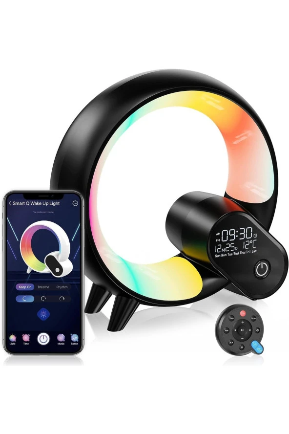 Uzaktan Kumandalı Bluetooth Hoparlör RGB Atmosfer Işık Gece Lambası Dijital Ekran Saat Işığı HXD03