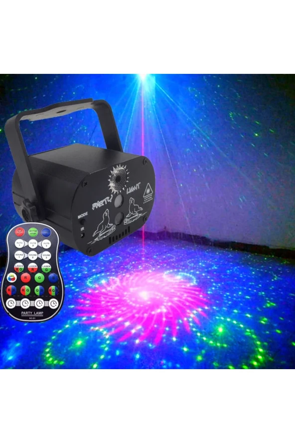 Uzaktan Kumandalı Disko Işıkları RGB LED Lazer Sahne Işık Eğlenceli Ambians Oluşturmak için R60