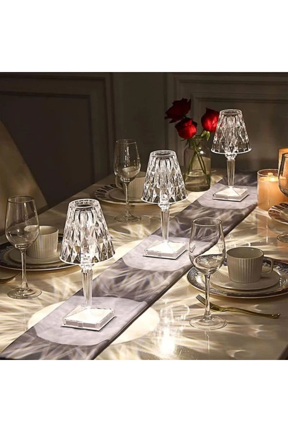 Kristal Masa Lambası Kısılabilir Dekoratif Romantik Elmas Kristal Lamba Şarj Edilebilir SY-136 - Resim 3