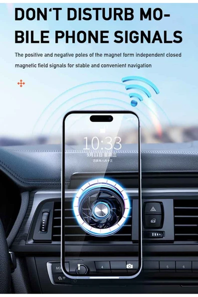 Mıknatıslı Araç İçi Telefon Tutucu Havalandırma Montaj Telefonu 360 Derece Döndürebilir ML216 - Resim 5