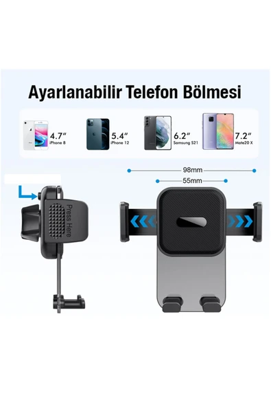 Profesyonel Araç İçi Telefon Tutucu Vantuzlu Model iPhone Uyumlu Kullanımı Kolay Güçlü Tutucu ML-211 - 7