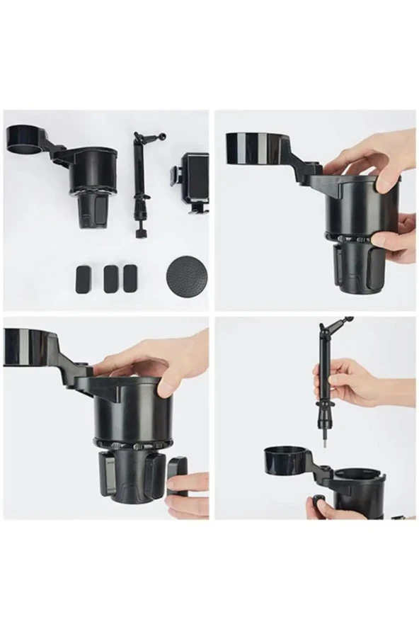 Araç içi Telefon Tutucu ve Çift Bardak Tutuculu Büyük Boy 40 Cm Yükseklik Fonksiyonel SB-3066S - 2