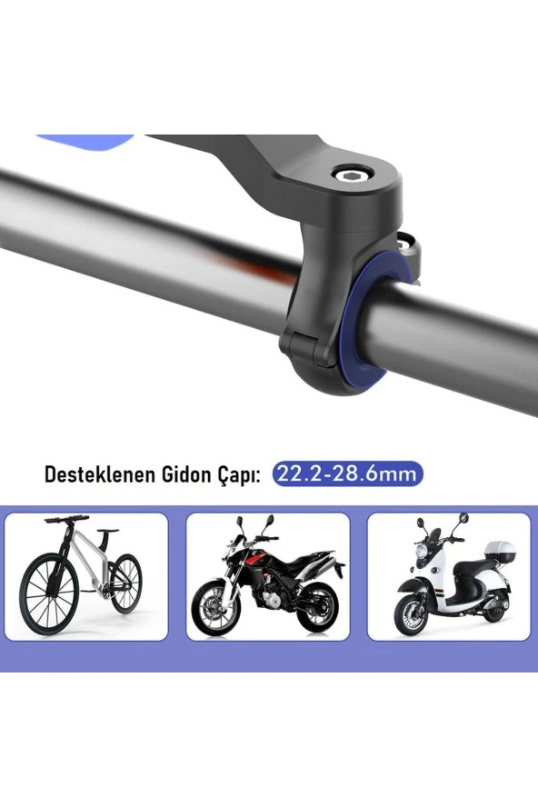 Bisiklet Motosiklet ve Scooter için Gidon Uyumlu Telefon Tutucu 4.7 - 7.2 Uyumlu HL-143A - Resim 7