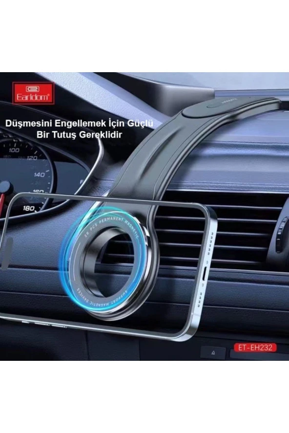 Araç İçin Telefon Tutucu Alüminyum Alaşım Ayarlanabilir Kolay Kurulum Yapışkanlı Manyetik EH232 - Resim 4