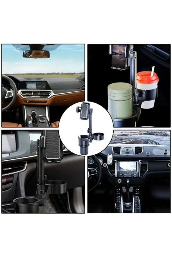 Araç içi Telefon Tutucu ve Çift Bardak Tutuculu Büyük Boy 40 Cm Yükseklik Fonksiyonel SB-3066S - 3
