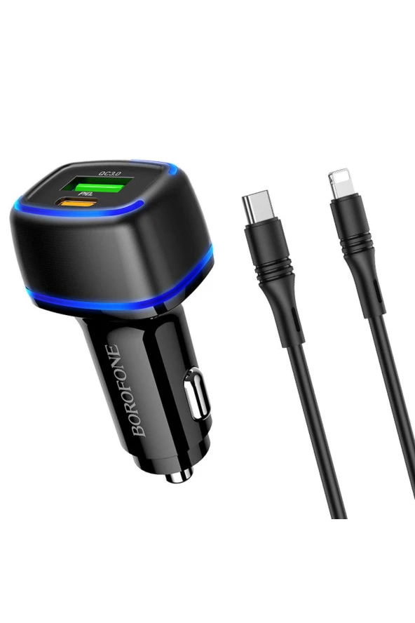 Araç İçi Şarj Cihazı USB-A ve USB-C Çift Çıkışlı Toplam Çıkış 5V / 3A PD20W + QC3.0 BZ14A Mercury