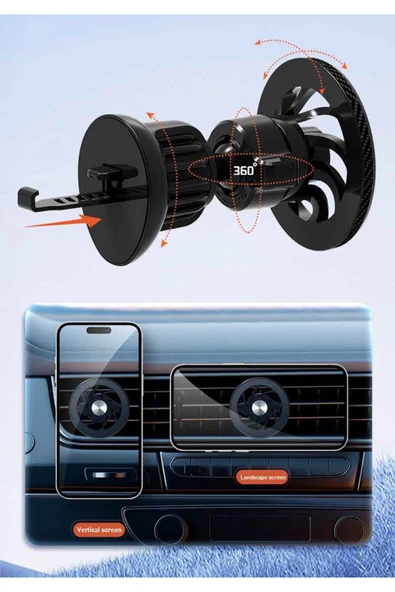 Mıknatıslı Araç İçi Telefon Tutucu Havalandırma Montaj Telefonu 360 Derece Döndürebilir ML216 - Resim 6