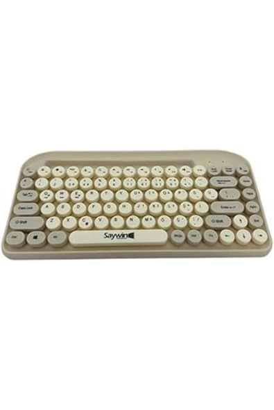 Bluetooth Klavye Renkli Retro Kablosuz Klavye Daktilo Görünümlü Tuş Tasarımı Pilli Klavye SW-05 ürün görseli 1