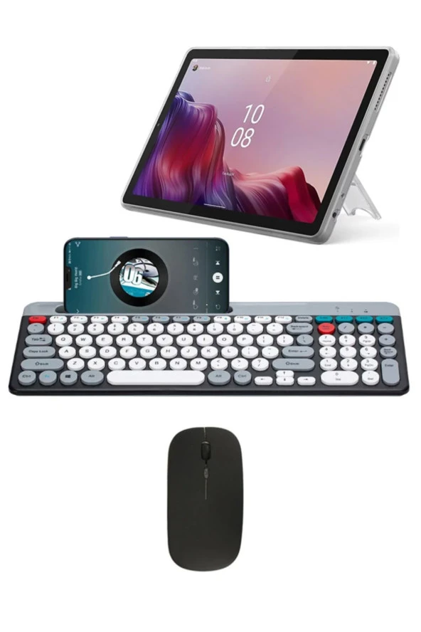 Galaxy Tab A8 LTE SM-X207 ile Uyumlu Bluetooth Klavye Mouse Set Çoklu Bağlantı İngilizce Q Klavye