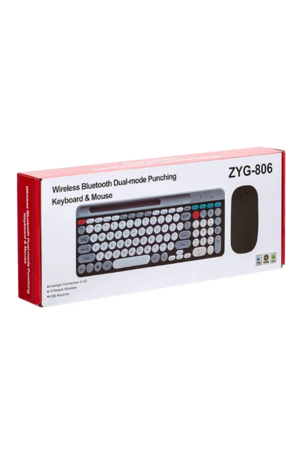 Galaxy Tab A SM-T590 ile Uyumlu Bluetooth Klavye Mouse Set Çoklu Bağlantı İngilizce Q Klavye - Resim 4