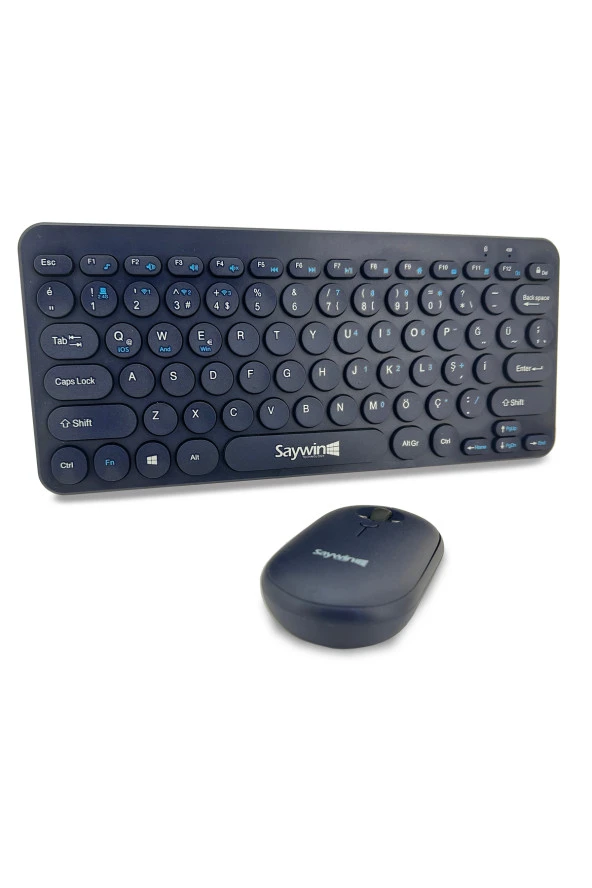 Bluetooth Klavye Mouse Set Yuvarlak Tuşlu Türkçe Q Taşınabilir Kablosuz Klavye SW-500