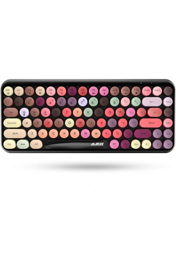 308i Bluetooth Klavye 84 Tuşlu Kablosuz Gaming Vintage Klavye Çok Renkli Daktilo Tarzı Tuşlar ürün görseli