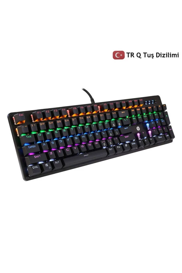 GK100F Mekanik Gaming Klavye RGB Işıklı Kablolu Klavye Şık Zafir Modern Tasarım Türkçe Q Klavye