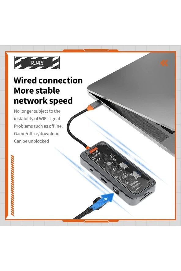 8 in 1 USB C Type-c To USB A, USB C Macbook Uyumlu Çevirici Adaptör Çok Portlu 8in1 USB HUB ZR663 - Resim 4