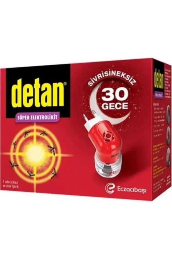 Detan Süper Elektrolikit Sivrisineksiz 30 Gece 1 Cihaz ve 1 elektrolikit şişe