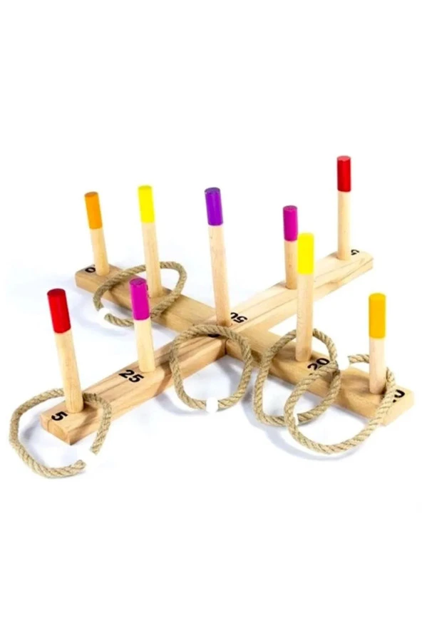 Ahşap Halka Atma Oyunu - Eğitici Mesafe Tahmini Akıl Kutu Oyunu ürün görseli 1