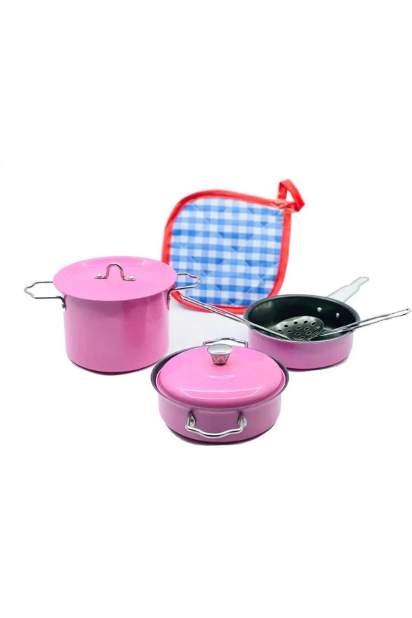 Oyuncak 8 Parça Metal Tencere Ve Tava Seti Paslanmaz Emaye Tencere ürün görseli 1