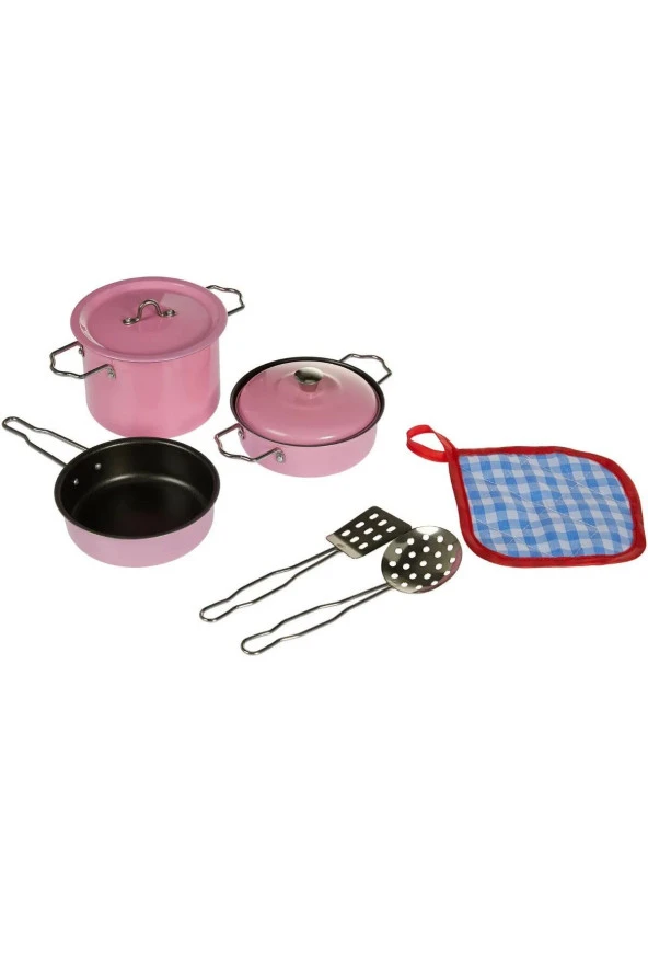 Oyuncak 8 Parça Metal Tencere Ve Tava Seti Paslanmaz Emaye Tencere - Resim 2