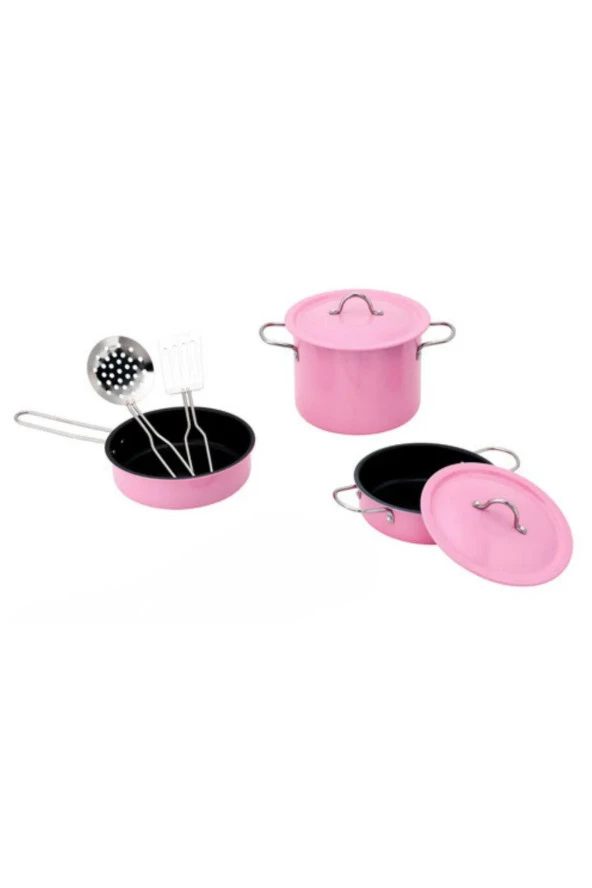 Oyuncak 8 Parça Metal Tencere Ve Tava Seti Paslanmaz Emaye Tencere - Resim 3