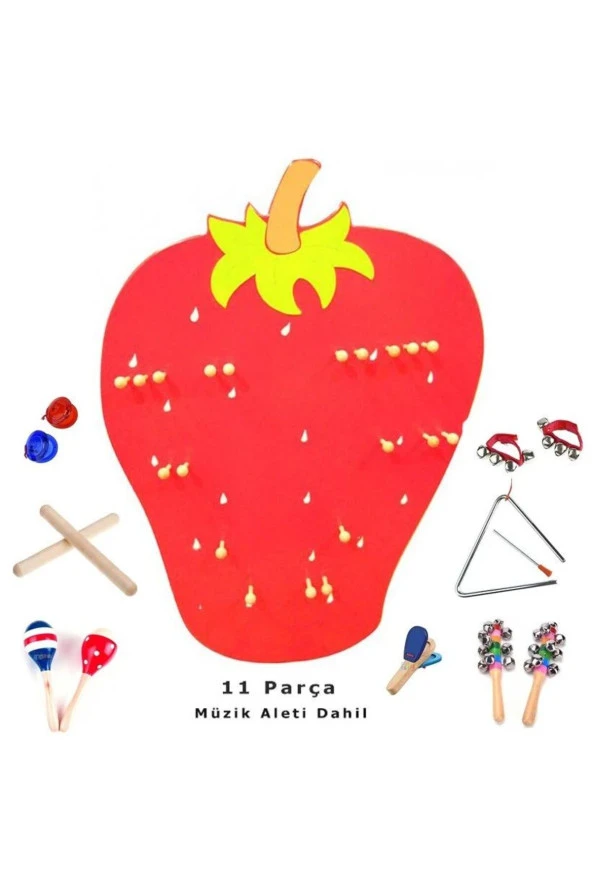 Müzik Köşesi Çocuk-anaokulu-kreş Çilek Müzik Köşesi 11 Parça Aletleri Ile Birlikte