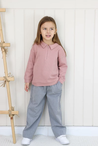 Gri Çizgili Pantolon - 5