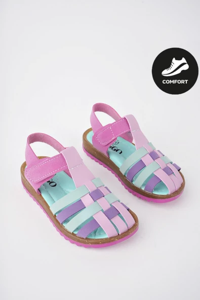 Muggo Rapunzel Garantili Günlük Ortopedik Hafif Taban Cırtlı Kız Çocuk Sandalet - 11