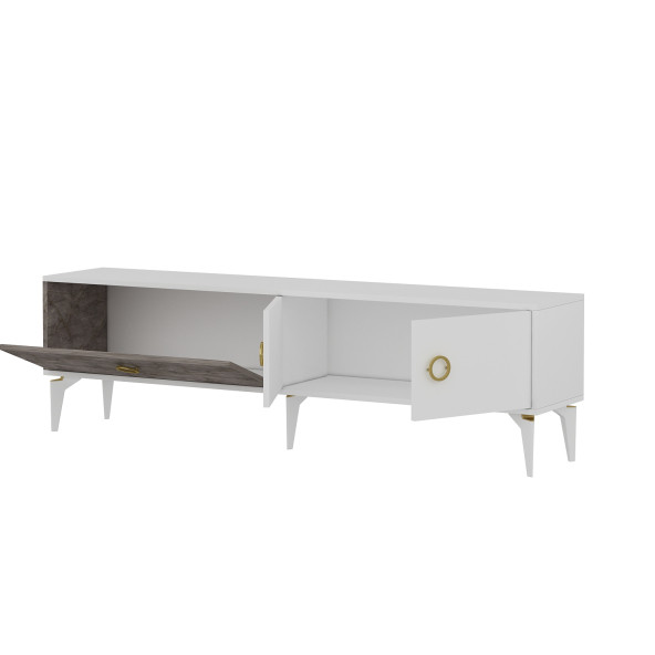 T0019 Zümrüt Alt Modül Tv Ünitesi Gordion Mermer/Beyaz - 4