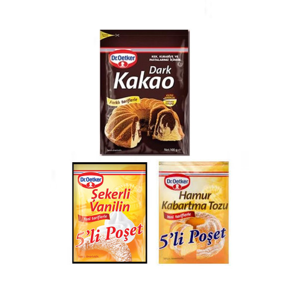 Dark Kakao, Vanilin, Kabartma Tozu Pastacılık Seti