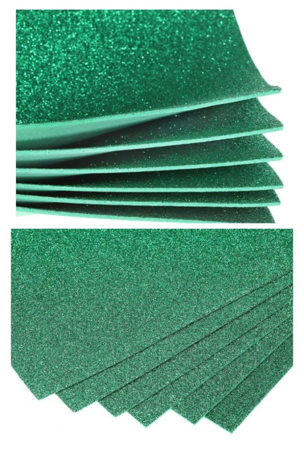 Yeşil Simli Eva 50x70 cm 2 Adet Simli Eva Süngeri Okul Kreş Anasınıfı Elişi Etkinlikleri - 2