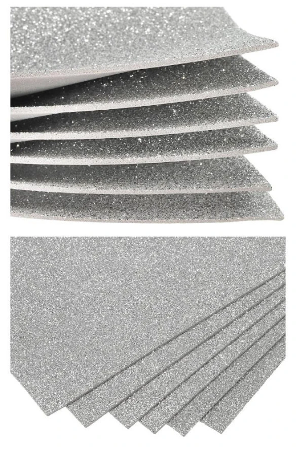 Gümüş Gri Silver Simli Eva 50x70 cm 2 Adet Simli Eva Süngeri Okul Kreş Anasınıfı Elişi Etkinlikleri - 2