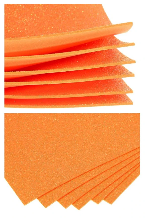 Turuncu Simli Eva 50x70 cm 2 Adet Simli Eva Süngeri Okul Kreş Anasınıfı Elişi Etkinlikleri - 2