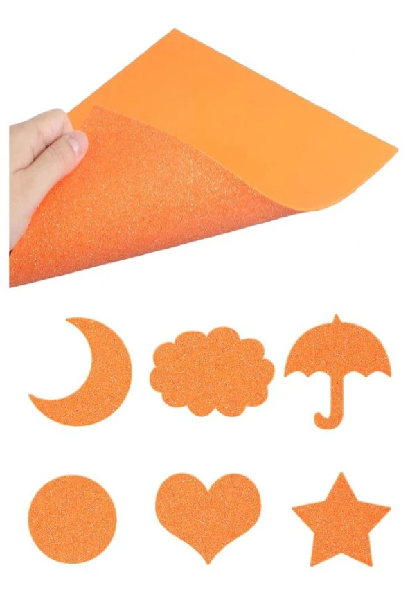 Turuncu Simli Eva 50x70 cm 2 Adet Simli Eva Süngeri Okul Kreş Anasınıfı Elişi Etkinlikleri - 3