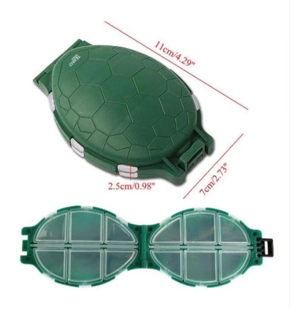 Shufa İğne Kutusu 12 Gözlü Plastik Kaplumbağa Balıkçı Kutu