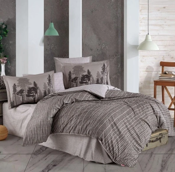 Hobby Çift Kişilik Poplin Nevresim Tully Kahve
