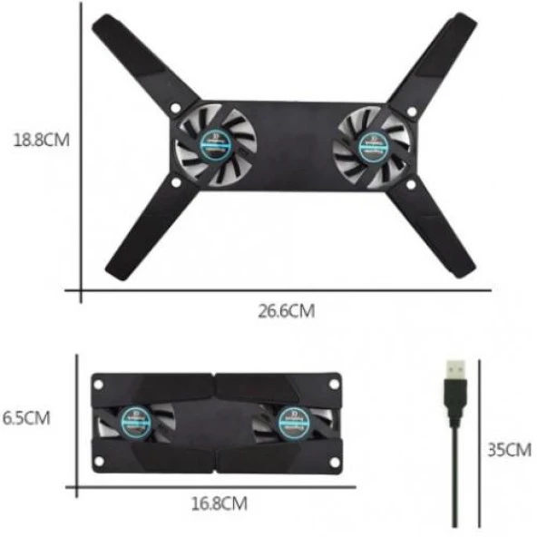 Katlanabilir Laptop Soğutucu 2 fanlı - 2