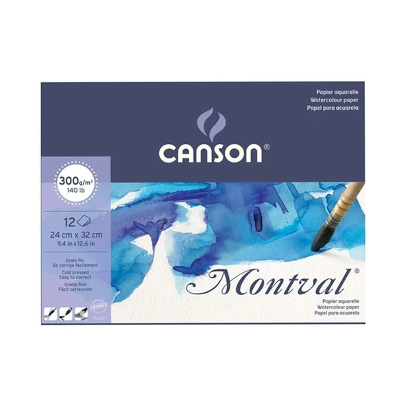 Canson Montval Sulu Boya Blok Pad Canmontv 12 Yaprak 24x32 CM 300 GR Sulu Boya Blok