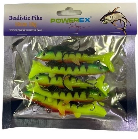 6576 Realistic Pike Firetiger Turna Model Kendinden Zokalı 10cm. 18gr. 5li Paket - Resim 2