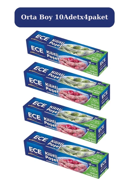 Buzdolabı Poşeti Kilitli Orta Boy 10 Adet x 4 Paket