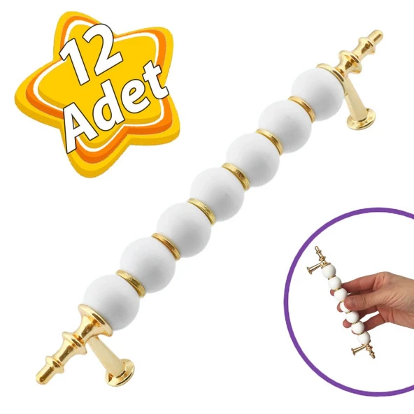 12 Adet İnci Kulp 128 mm Altın Gold Mutfak Kulpu Çekmece Dolap Kapak Kulbu Metal Mobilya Dolabı Kulpları