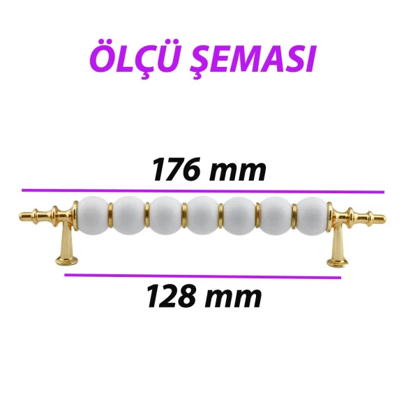 12 Adet İnci Kulp 128 mm Altın Gold Mutfak Kulpu Çekmece Dolap Kapak Kulbu Metal Mobilya Dolabı Kulpları - Resim 3