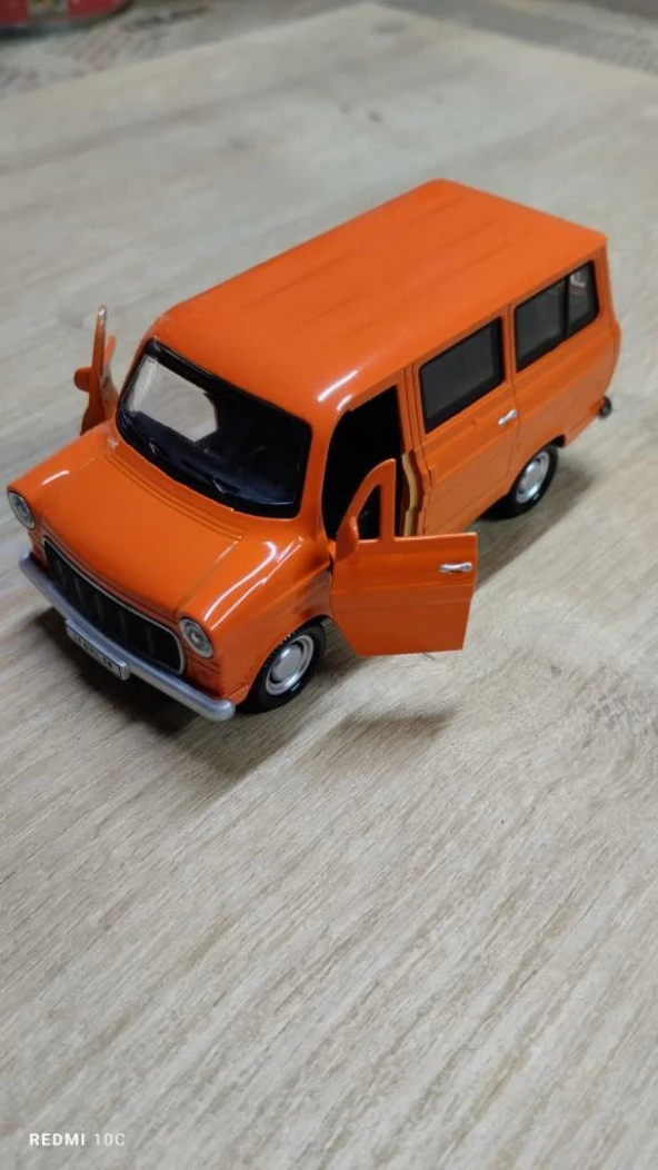 Nostaljik Metal Çek Bırak Ford Sesli ve Işıklı Minibüs Turuncu ( 1/36 Ölçek ) - 3