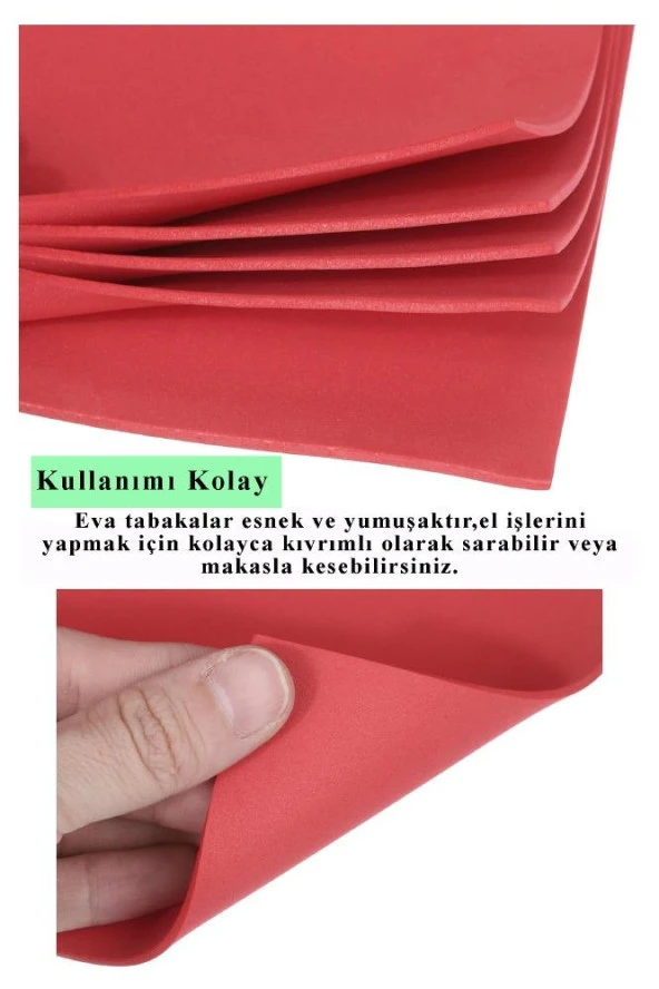 Kırmızı Eva 50x70 cm 1 Adet Eva Süngeri Okul Kreş Anasınıfı Elişi Etkinlikleri - 2