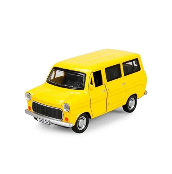 Nostaljik Metal Çek Bırak Ford Sesli ve Işıklı Minibüs Sarı ( 1/36 Ölçek )